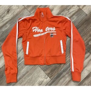 Hooters Girl Authentic‎ Orange/White Track Warm Up Jacket Size Medium